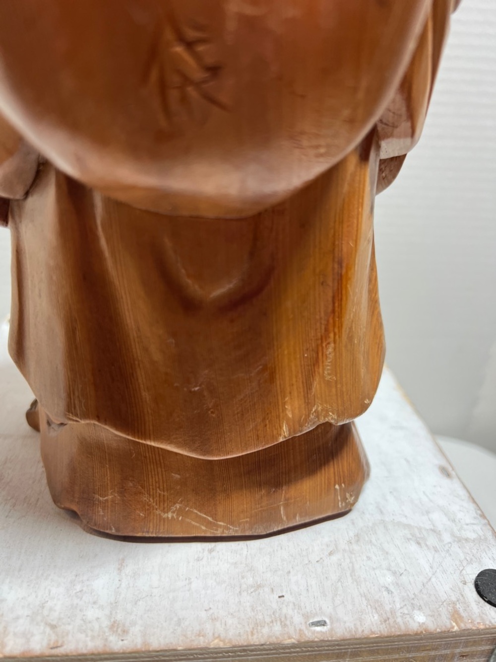 Smiling Wood-Tone Buddha Sculpture - Decorative Home Accent - Picture 4 of 10
